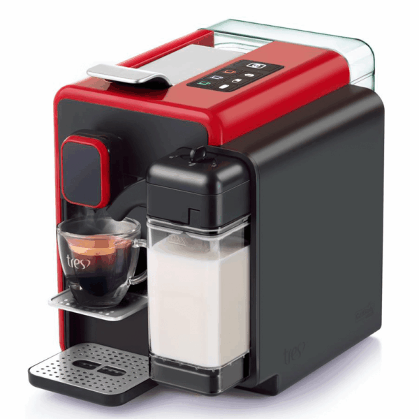 Cafeteira Tres BARISTA Vermelha, Reservatório de Água 1,3 Litros, Painel Multifunção, Reservatório de Leite Removível. 1250W 220V