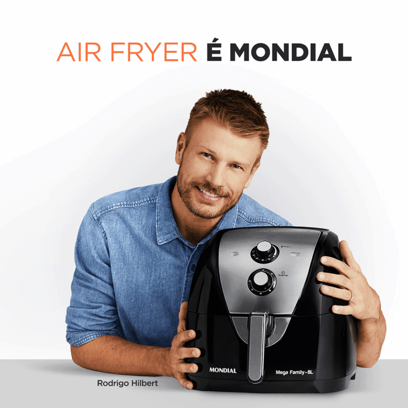 Fritadeira Air Fryer Mondial sem Óleo, Air Fryer, 8L com Timer - AFN-80-BI Preto/ Inox 127V - Image 2
