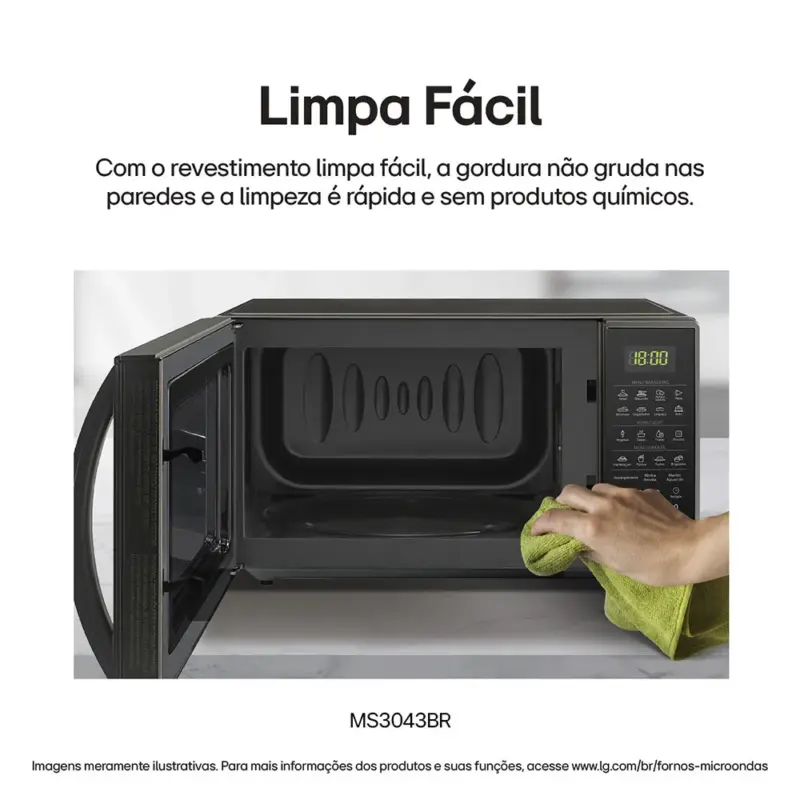 Micro-ondas LG 30 Litros Limpa Fácil, MS3043BR, Prata - Image 5